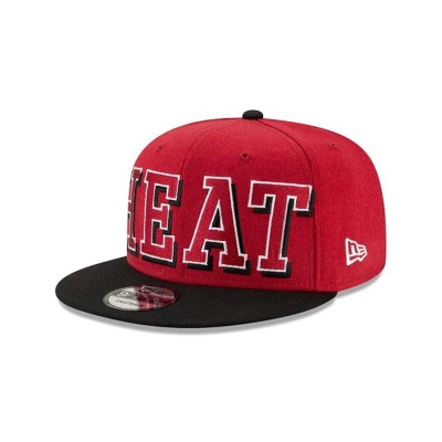 Black Miami Heat Hat - New Era NBA Block Font 9FIFTY Snapback Caps USA9534610